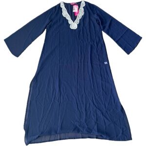 SULU Collection NWT Blue and Silver Long Beaded Elegant Classy Swimsuit Coverup